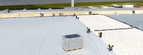 AllShield BarrierSheets applied to a roof just before solar panels are installed.