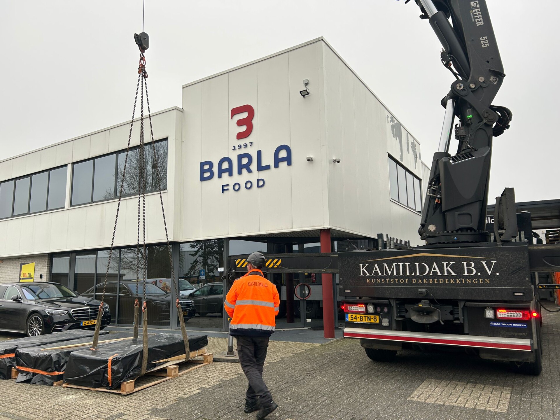 AllShield BarrierSheets on Barla Foods roof protecting solar panel roof against fire.
