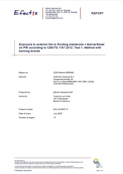 Efectis BarrierSheet Broof(t1) firebrand protection of roofs