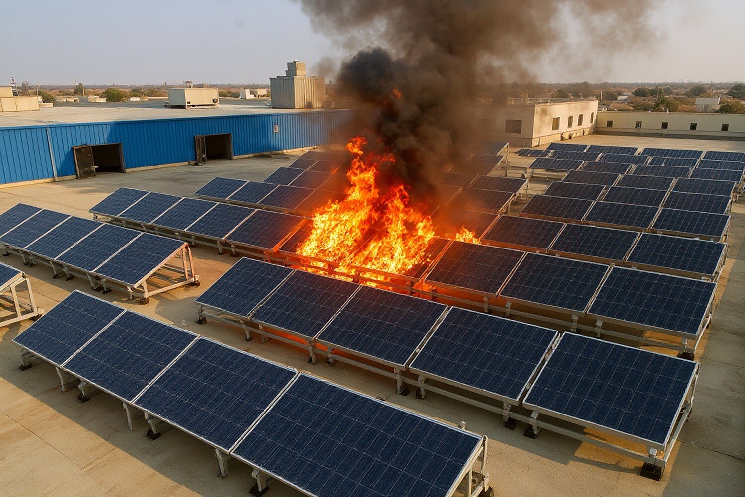 Fire of solarpanels on commercial roofs Q4 2024