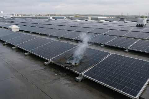 Fires on non-combustible PV roofs are less likely to spread and may self-extinguish.
