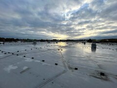 Roof renovation from mineral wool to AllShield BarrierSheets with PIR saves enough weight to be able to add PV Dortmund Germany 28000 m2