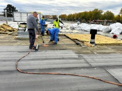 Roof renovation from mineral wool to AllShield BarrierSheets with PIR saves enough weight to be able to add PV removing mineral wool